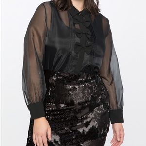 Sheer Bow Front Blouse